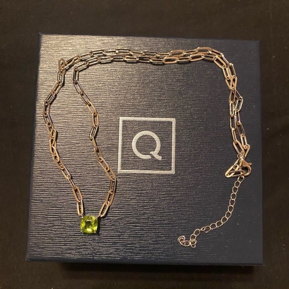 NEW-Affinity Gems Paperclip Cushion Cut Gemstone Necklace SterlingSilver Peridot - Picture 4 of 4